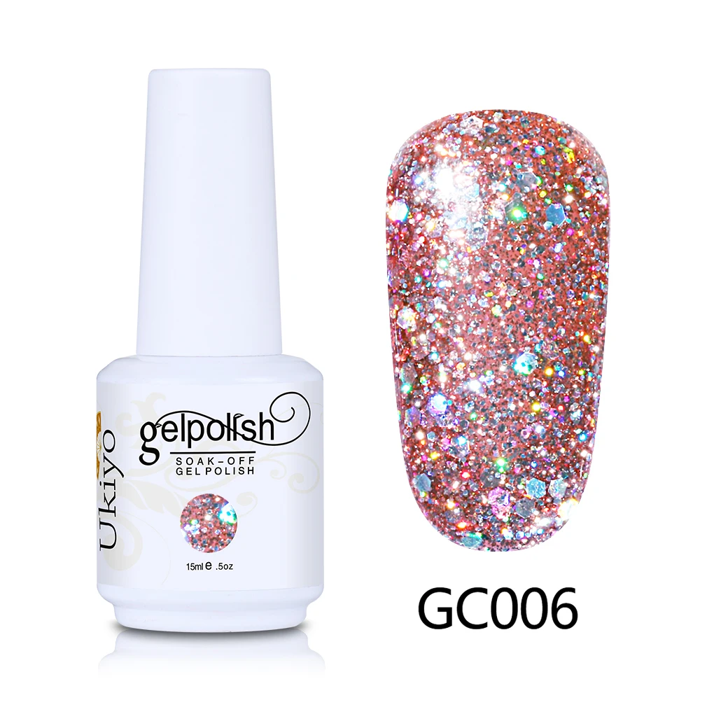 GC006 Ukiyo 15 мл гель для ногтей с блёстками лак отмачиваемый гель лак алмазные ногти Эмаль Лак Vernis Полупостоянный гель лак - Цвет: GC006