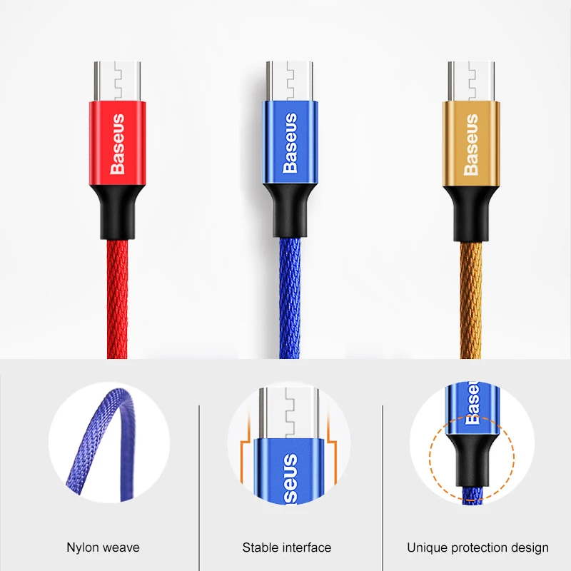 Кабель Micro USB Baseus, кабель для быстрой зарядки и передачи данных, кабель для зарядного устройства Microusb для samsung, Xiaomi, Redmi, Android, кабель для мобильного телефона
