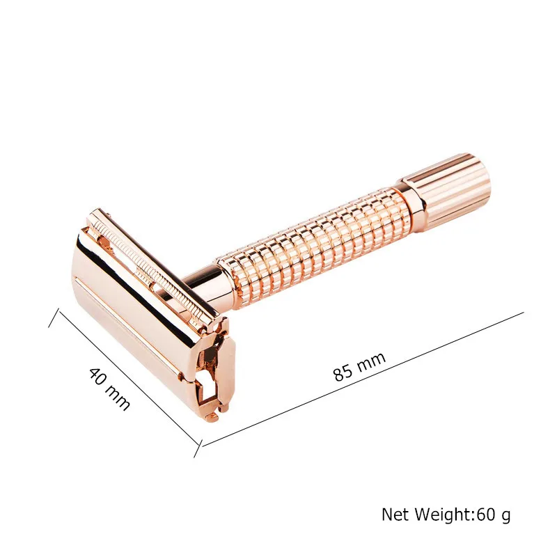 Мужская классическая ручная бритва с короткой ручкой двухсторонняя из розового