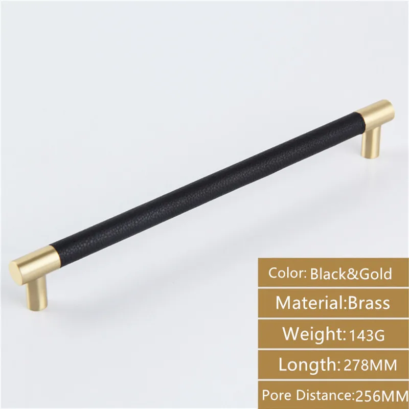 Black-278-2PCS AODEYI 2 шт латунные ручки для ящиков Carbinet ручка мебель твердая базовая ручка Замена с кожаным покрытием 22-016 - Цвет: Black-278-2PCS