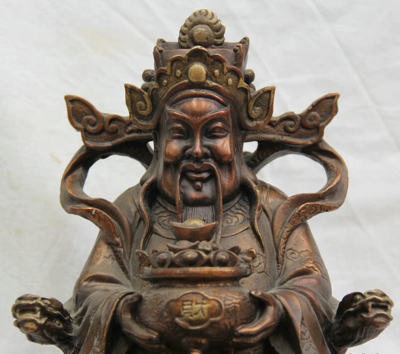 song voge gem S1838 9 &quot China Chinese Bronze seat Mammon Money Wealth God treasure bowl Statue | Дом и сад