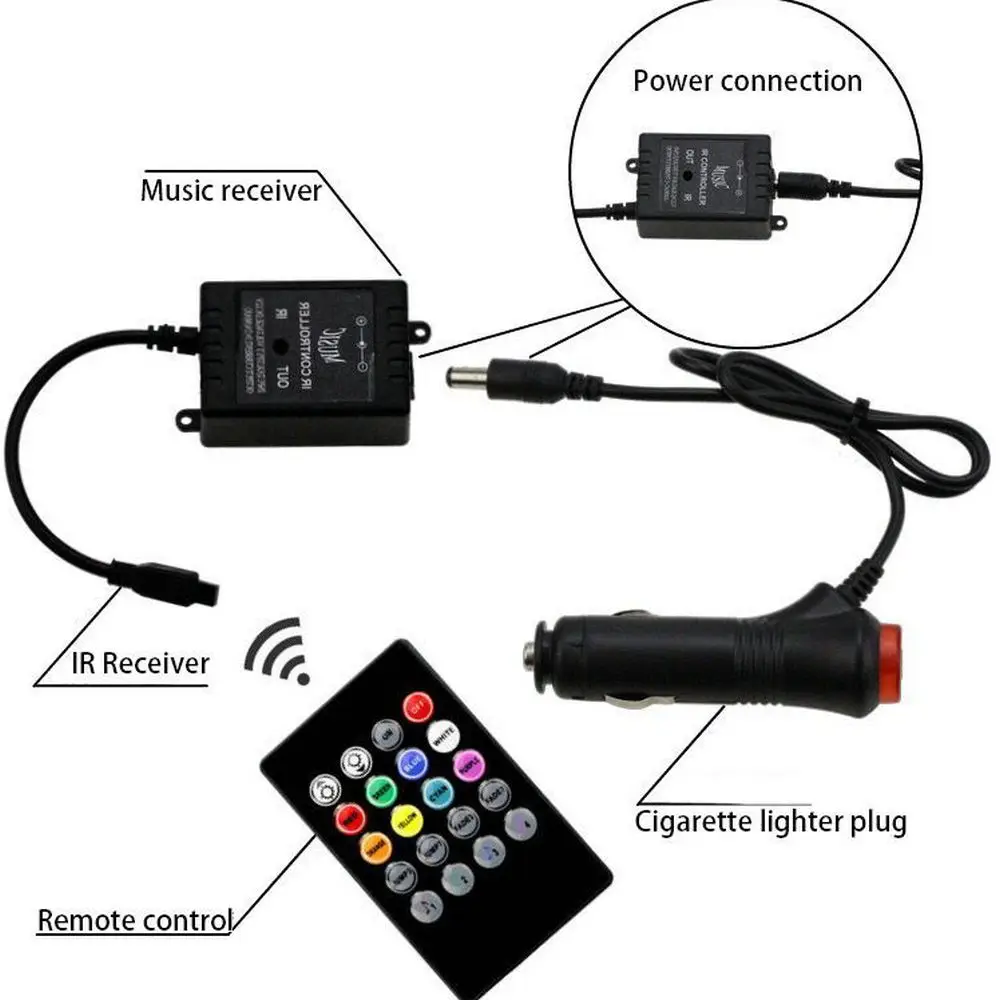 4 шт. Авто Атмосфера Светодиодные ленты светильник s Voice Управление цветная (RGB)