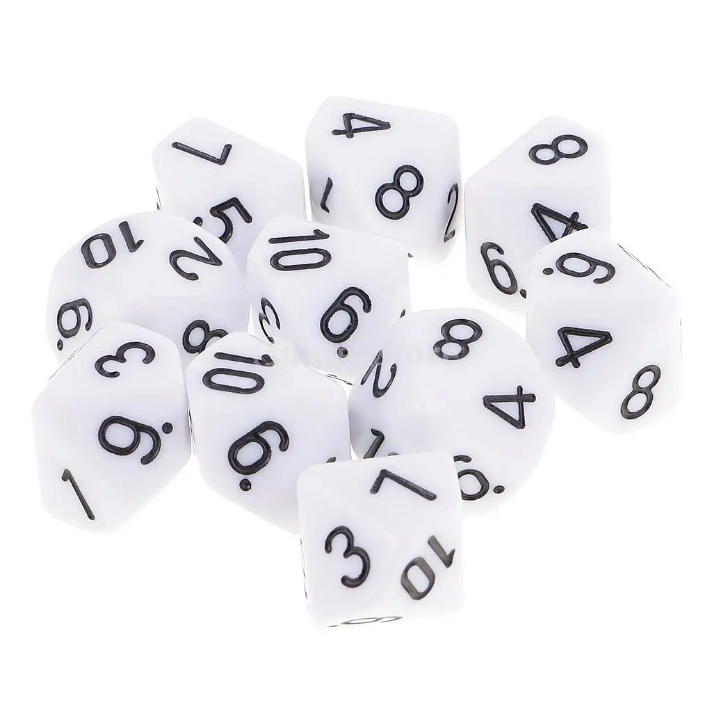 Maguideal 10 шт. двухсторонних кубиков D10 многогранные кубики для игр Dungeons и Dragons White|10