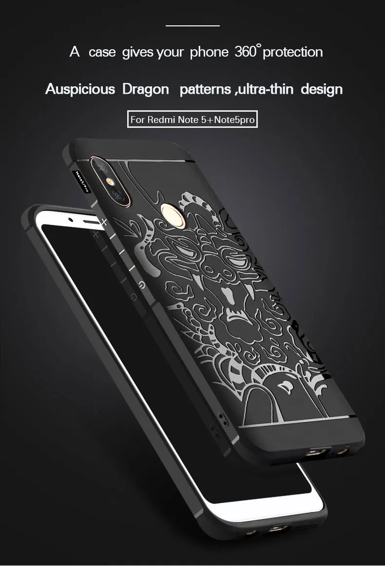 COCOSE противоударный силиконовый чехол для Xiaomi Redmi Note 5 6 матовый 3D Dragon Armor футляр для Redmi 4x 4A 5A 5 Plus Pro