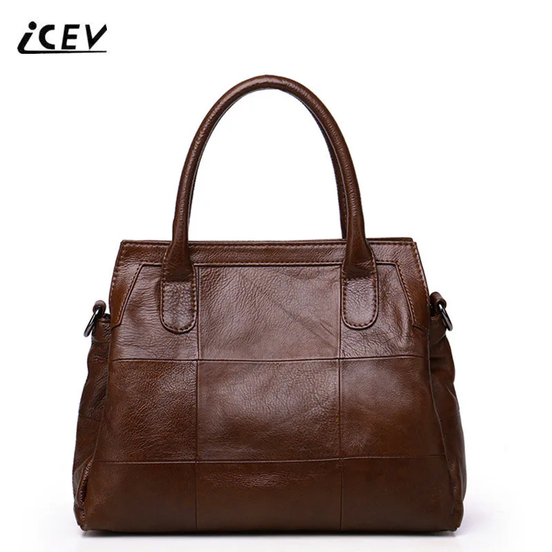 

ICEV New European Fashion Quilted High Quality 100% Genuine Leather Handbags Simple Ladies Shoulder Totes Women Leather Handbags