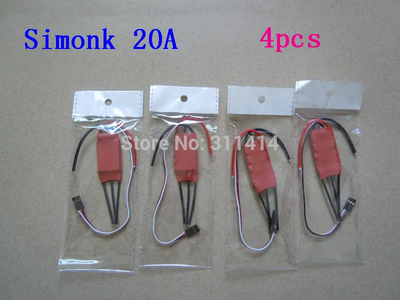 4 шт./лот RC Brushless ESC 20A SimonK прошивка с BEC 3A для Axis Quadcopter Multicopter Оптовая акция +