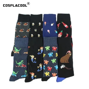 Забавные мужские носки с животными, креативные счастливые хлопковые носки в стиле Харадзюку, мужское платье, новинка, свадебные носки, веселые мужские носки с пивом
