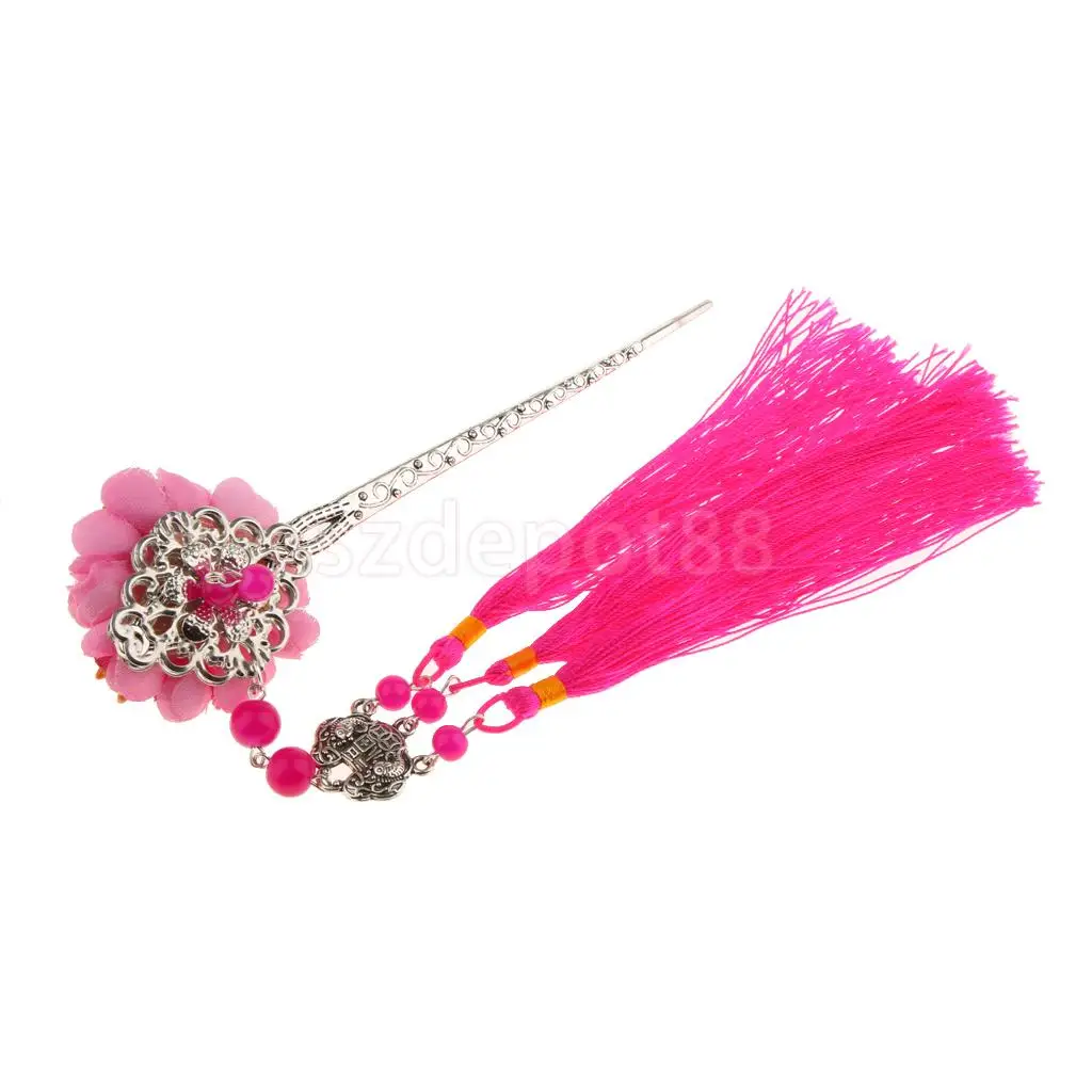 Заколка для волос с цветами Kanzashi Tassel Chignon Винтаж для кимоно Hanfu
