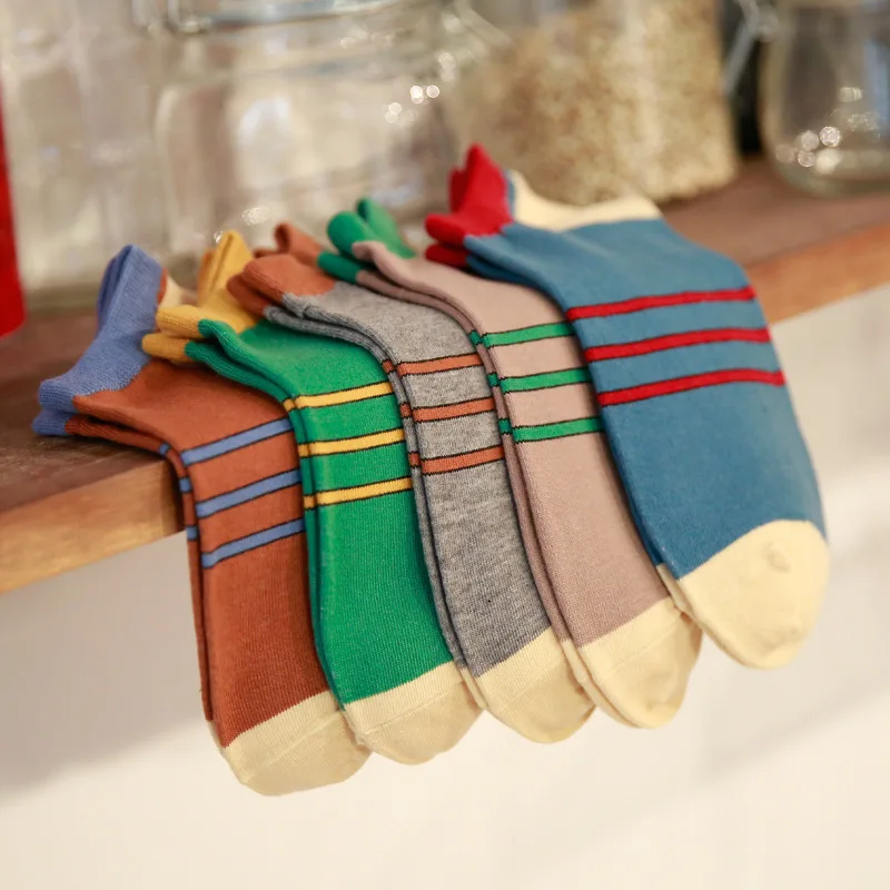 10 Пар/лот 2016 новые мужские носки хлопок полосой мозаика свет досуг оптом |