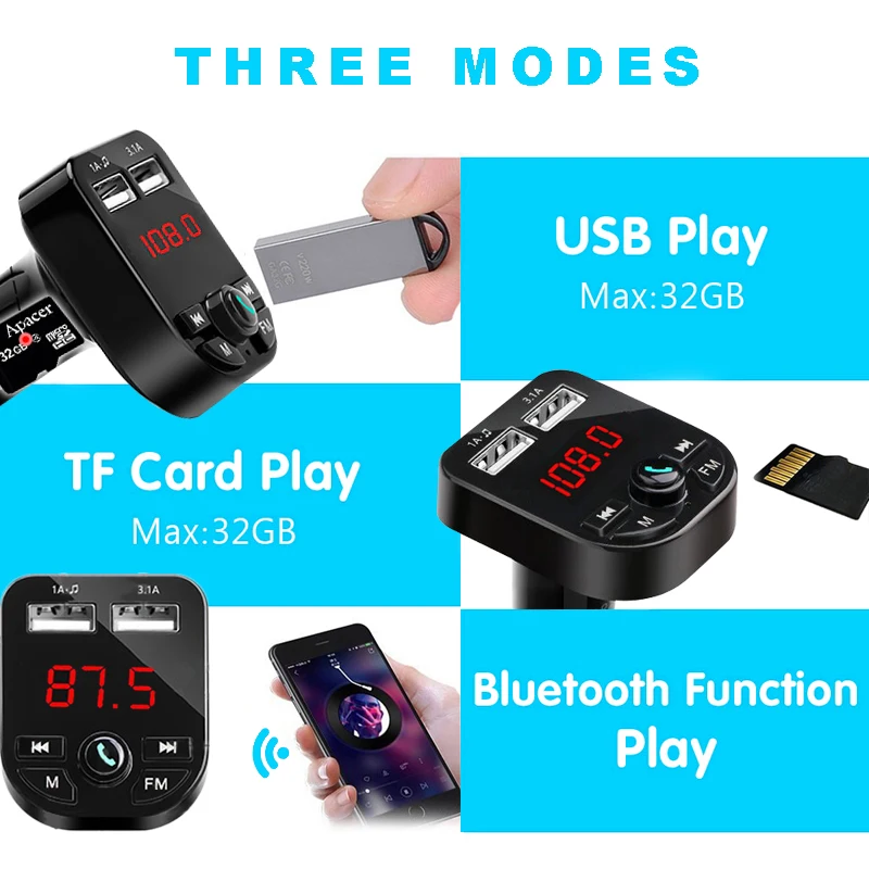 Bluetooth 5 0 приемник fm передатчик двойное USB Автомобильное зарядное устройство U