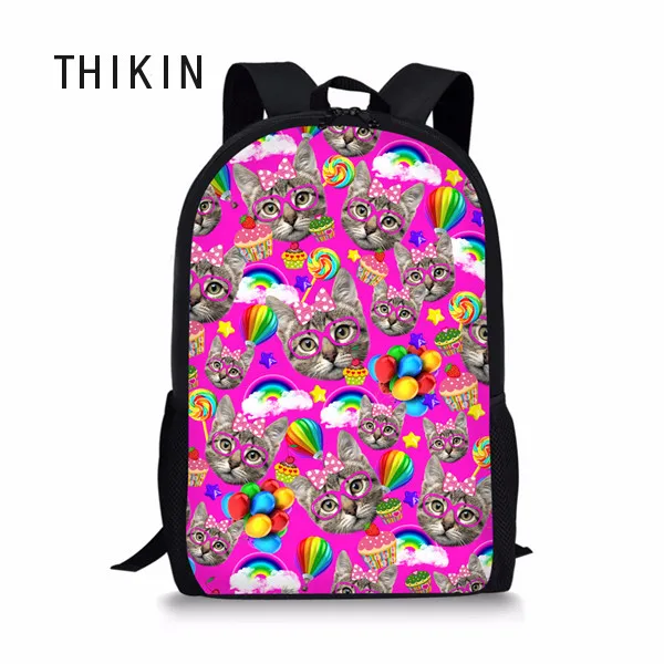 THIKIN Pretty Kitty Cat школьная сумка для девочек-принцесс милый цветной рюкзак учеников