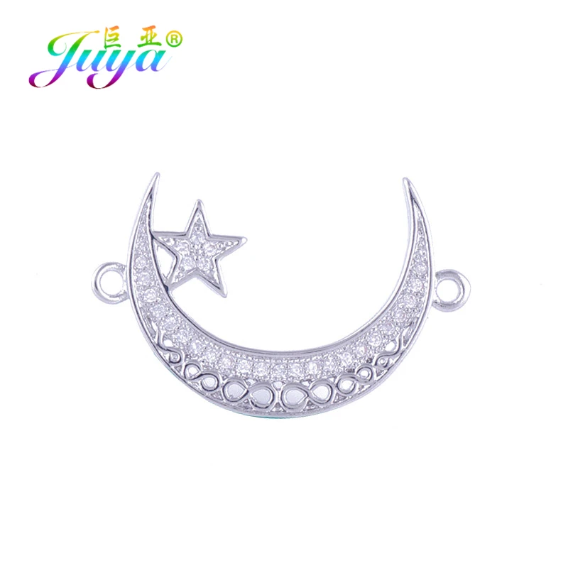 Juya DIY исламские ювелирные изделия в виде полумесяца фурнитура Алла талисман Шарм Разъем Аксессуары для мусульманской молитвы ювелирные изделия серьги изготовление