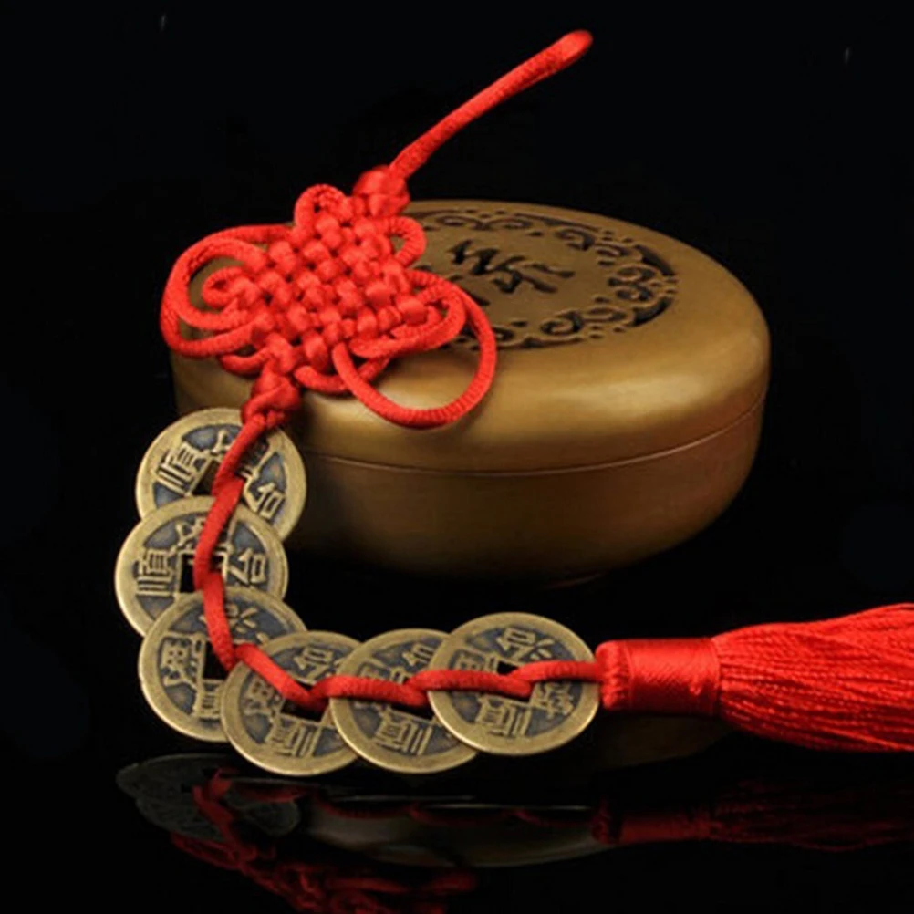 1pc 1/2/3/5/6 Vintage Coins Red Chinese Knot Copper Feng Shui Wealth Success Lucky Charm Home Car Hanger | Дом и сад
