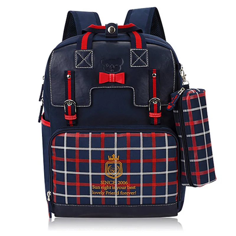 New Multifunction brand lattice shoulder school bag backpack fashion korean style schoolbags teenager girls Giving pencil case