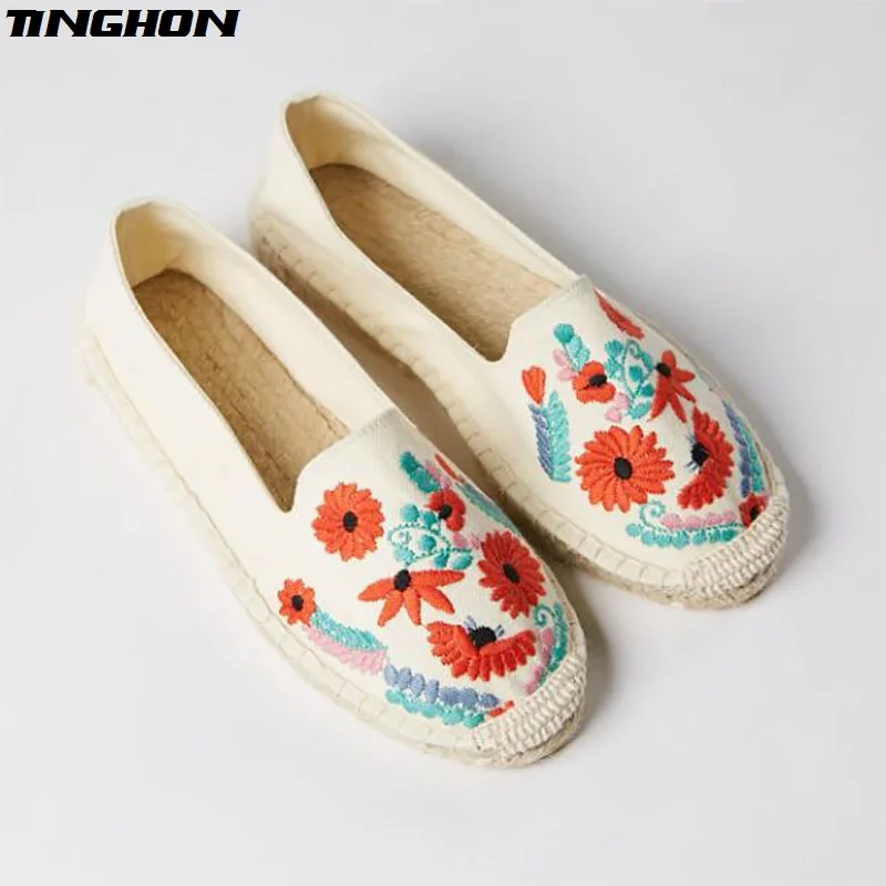 Модные Повседневные туфли в этническом стиле Espadrilles обувь на плоской подошве с