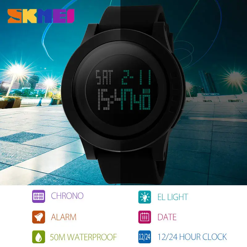 

SKMEI Large Dial Outdoor Men Sports Watches LED Digital Wristwatches Waterproof Alarm Chrono Calendar Fashion Casual Watch 1142