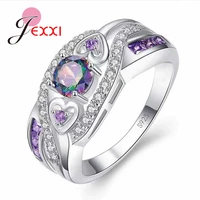 fast shipping big promotion colorful cubic zirconia paved rings for sale 925 sterling silver womenladygirls jewelry rings