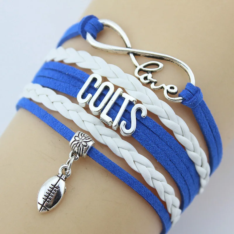 Прямая поставка Бесконечность любовь Colts футболист браслет оптом цена ручной