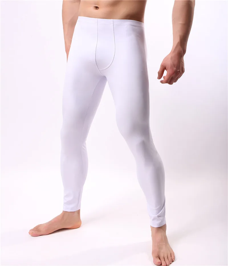 Fashion Faux Fur Fitness Skinny Pants  Men's Sexy Stretch Leggings Pants  Male Underwear  Faux Leather Trousers  Long Trousers