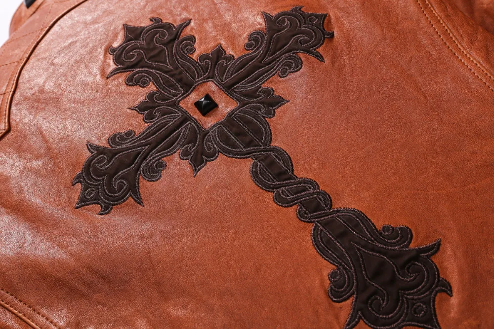 Куртка мужская кожаная приталенная Короткая Повседневная мотоциклетная верхняя