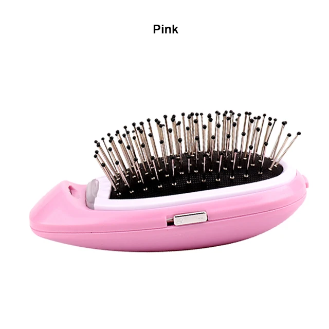 Pink Портативная электрическая ионная расческа, мини отрицательная ионная расческа, расческа, расческа для волос, для укладки волос, Антистатическая, антифризовая расческа для волос - Цвет: Pink
