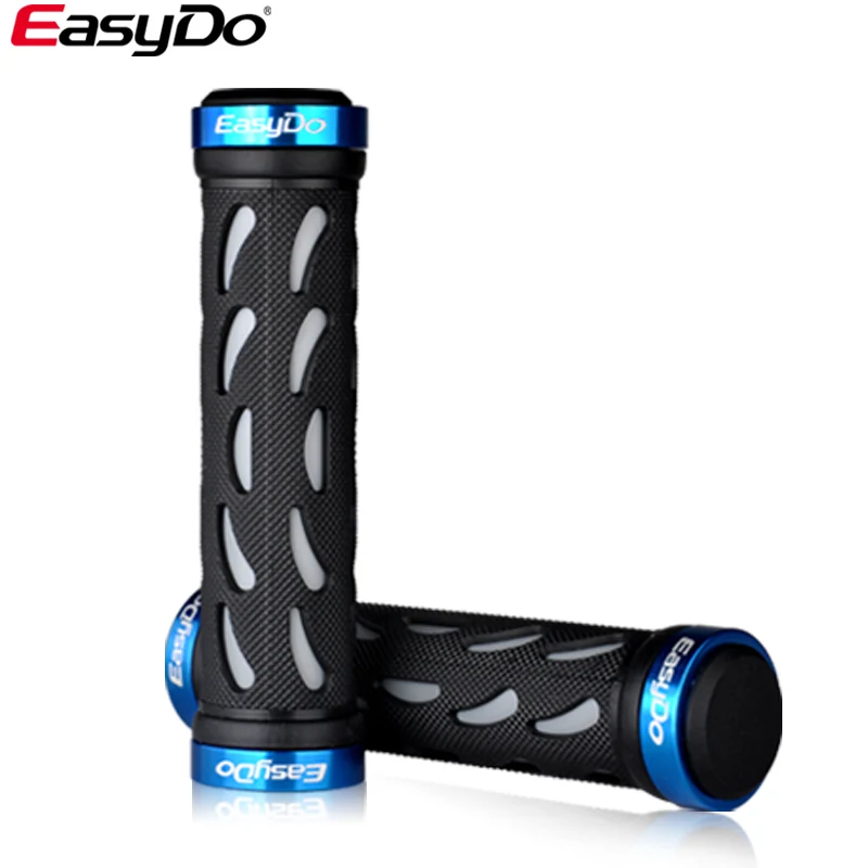 BLUE Велосипед EASYDO Грипсы Противоскользящий велосипедное седло удобные Алюминий велосипед наконечники велосипедного руля матового углеродного волокна МТБ, руль эргономичная ручка - Цвет: BLUE