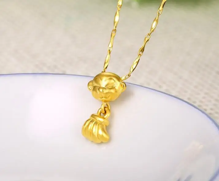 

New Pure 24k Yellow Gold Pendant 3D Banana Monkey Pendant 1.46g