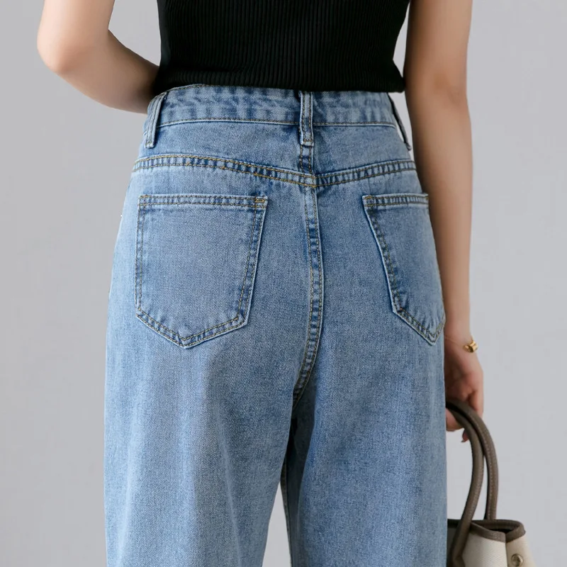 LIBERJOG High Waist Women Jeans Harem Pants Loose Autumn New Ankle-length Denim Trousers Thin Straight Women Pencil Pants