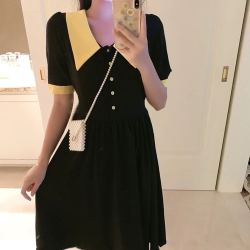 Винтажное платье праздничная одежда цвет желтый черный элегантная женская в