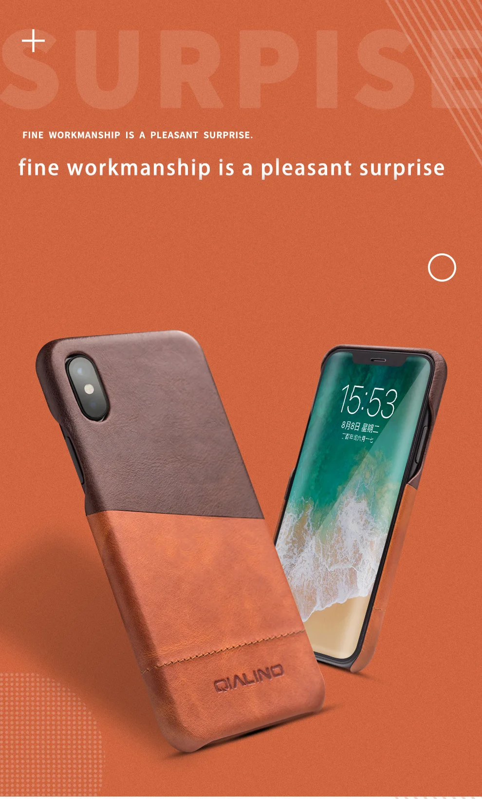 QIALINO чехол для телефона из натуральной кожи для iPhone X, модный роскошный Ультратонкий чехол ручной работы для iPhone X 5,8 дюймов