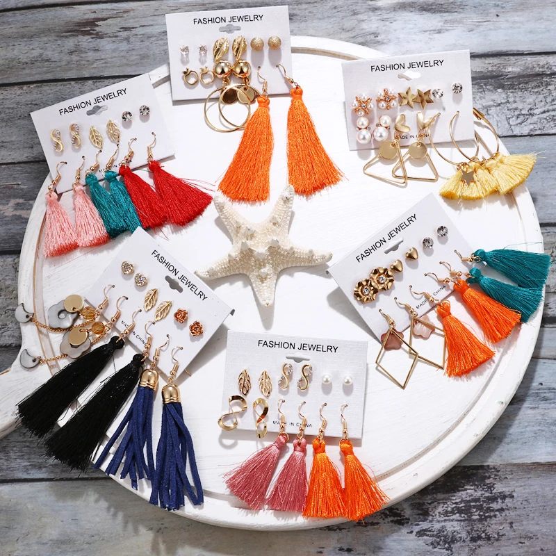 Женские серьги с длинными кисточками MINHIN летние повседневные искусственным