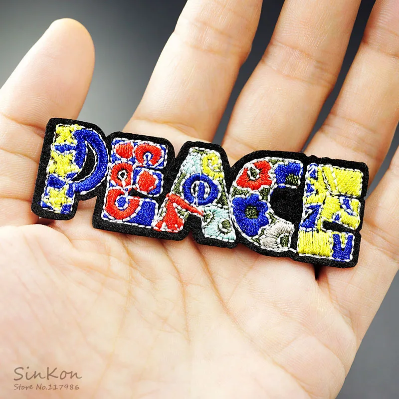 Патчи с вышивкой PEACE (Размер: x см) термоклейкая аппликация значки наклейки для