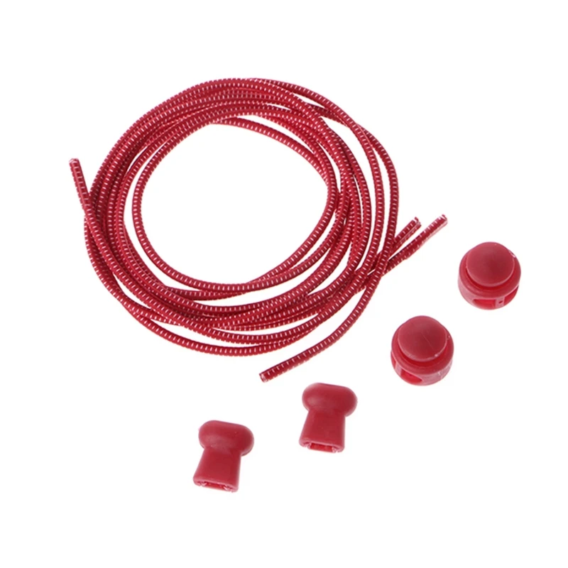 Red 1 комплект 100 см Красочный Круглый Эластичный шнурок Пружинная Застежка без завязок для взрослых детей - Цвет: Red