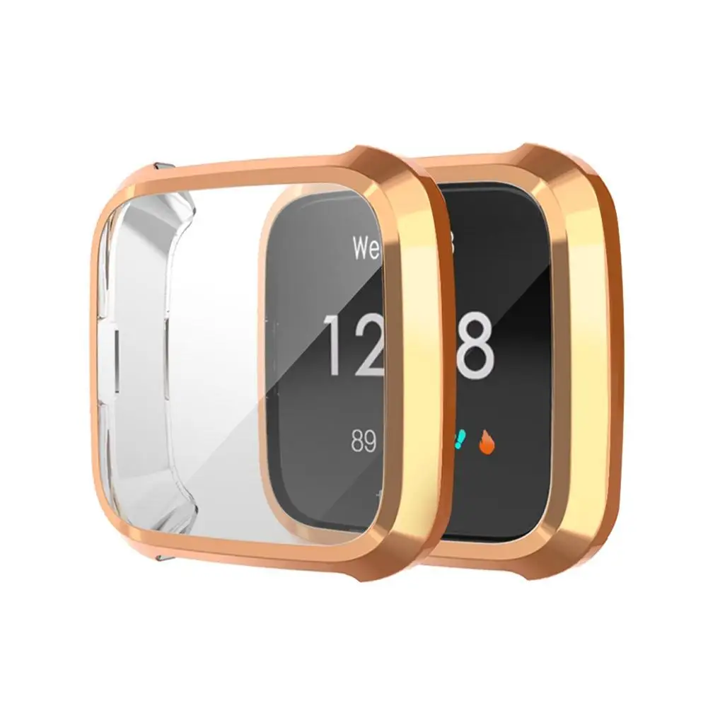 Подходит для Fitbit Versa Lite силиконовый защитный чехол гальванический защитный обложка чехол из ТПУ Для Fitbit Versa Lite лампа ТПУ - Цвет: Rose Gold