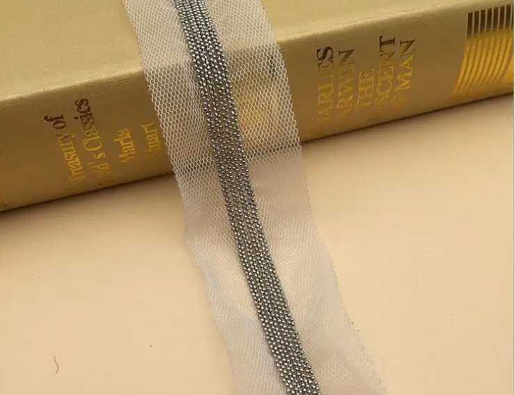 8rows white mesh 30 ярдов бисером с кисточкой из металлических цепочек кружевная бахрома отделочная лента Скрапбукинг Аппликация Украшение шитье Renda для платья воротник - Цвет: 8rows white mesh