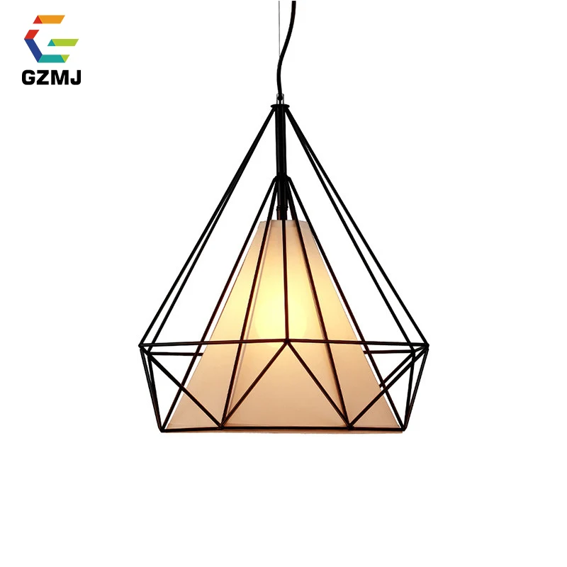 

GZMJ Modern Metal Pendant Lights Loft Decor Iron Wire Cage E27 Hanglamp Black/White Industrial Hanging Lamp LED Lamp