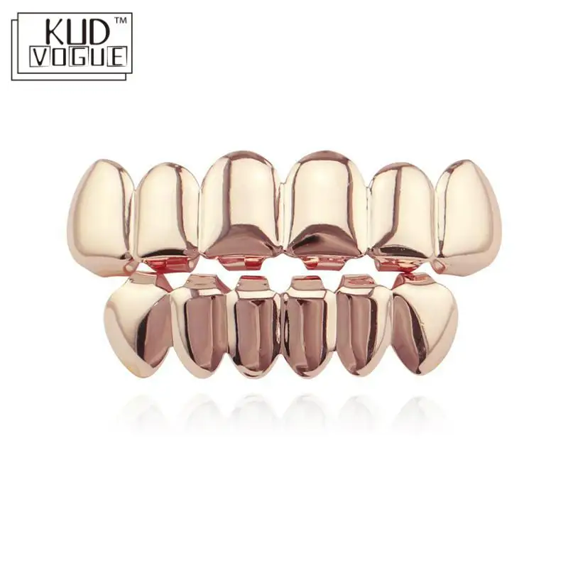 Хип-хоп золотые зубцы Grillz верхние и нижние грили колпачки для рта панк зубов
