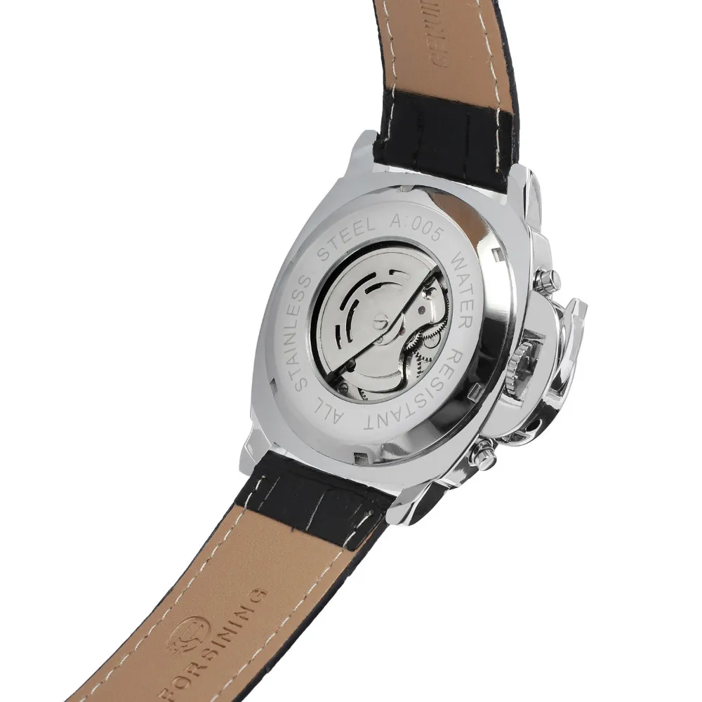 FORSINING Мужские часы с кожаным ремешком большой чехол модные повседневные мужские