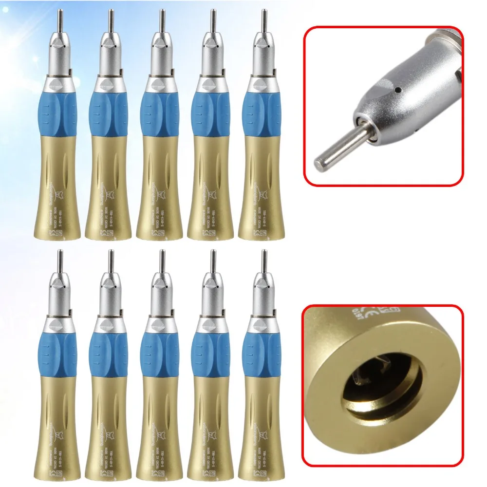 

10PCS Straight Dental Slow Handpiece Low Speed Nose Cone Fit NSK E-type Gold