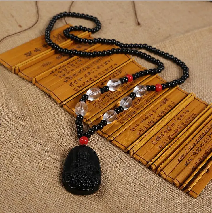 

Free shipping Drop shipping Obsidian eight patron saint patron saint pendant necklace