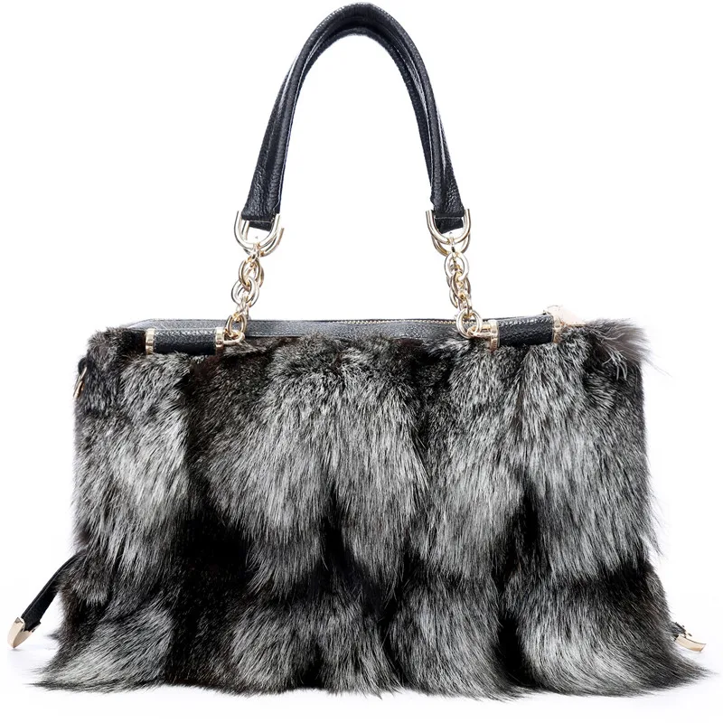 2019 New Fashion High-End Real Fox Fur Bag Ladies Leather Design Large Size Good-Looking Bag. | Багаж и сумки
