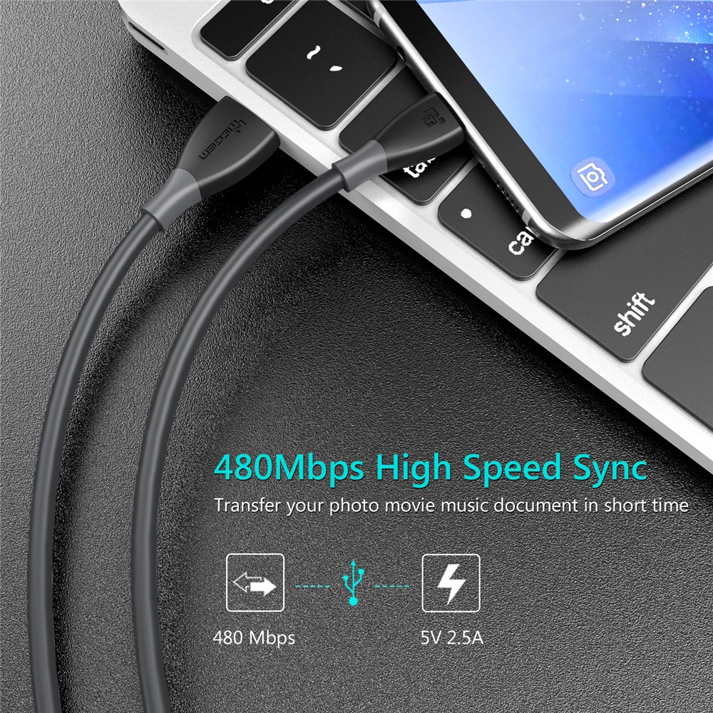 TIEGEM Micro USB кабель 1 м Быстрая зарядка USB кабель для передачи данных для samsung sony LG планшет Android usb зарядный шнур Microusb кабель для зарядки