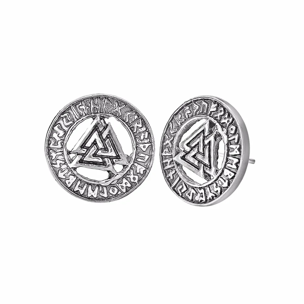 QIMING Одина Asatru треугольники серьги гвоздики в виде руны викингов старинные