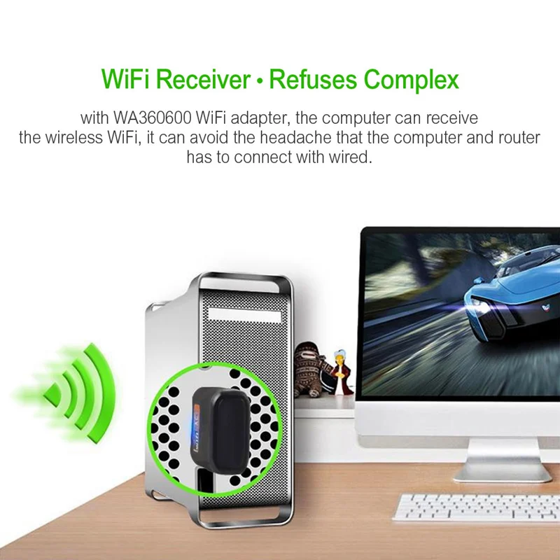 Беспроводной 600 Мбит/с USB wifi адаптер AC600 2 4 ГГц Wi Fi 5 антенны ПК мини компьютер AC