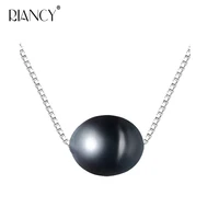 fashion 925 sterling silver black pearl pendants freshwater pendant necklace 8 9mm natural pearl necklace for wedding jewelry