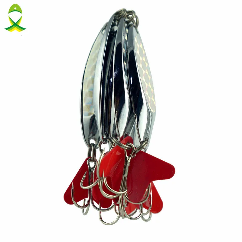

JSM 5pcs/lot 40g Brand Spoon metal Fishing Lures Hard Fishing Spoon Lure Jigging metal fishing Baits with treble hooks