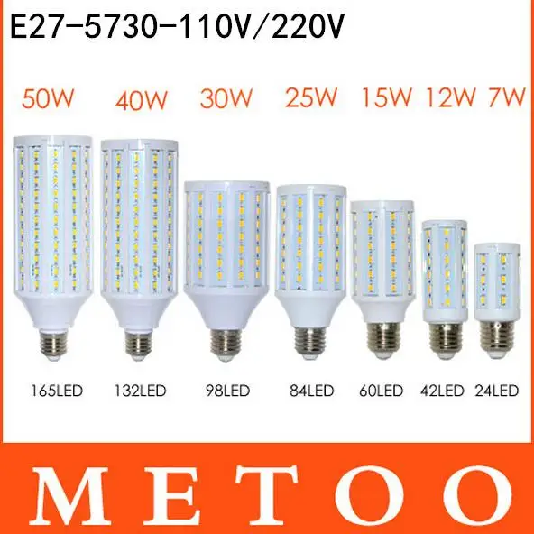 Сверхъяркая Светодиодная лампа E27 5730 (5630) SMD 110 В/220 В 7 Вт 12 15 25 40 50 | Лампы и освещение