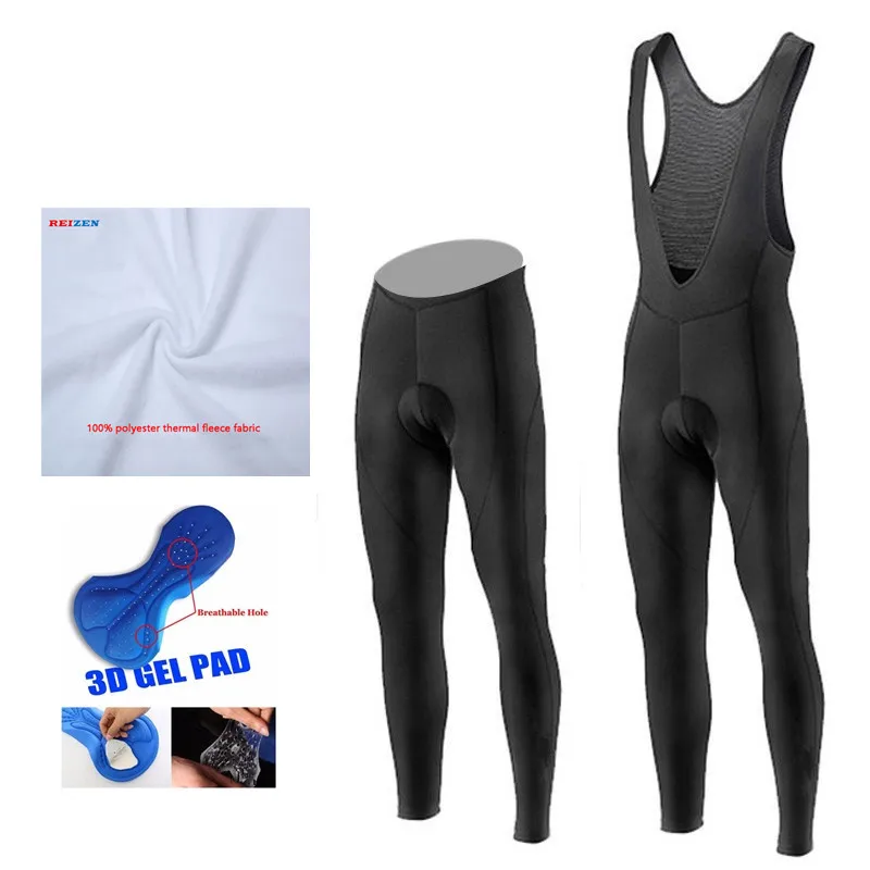 Черные зимние велосипедные штаны Велоспорт гелиевая Подушка длинные Culotte Ciclismo