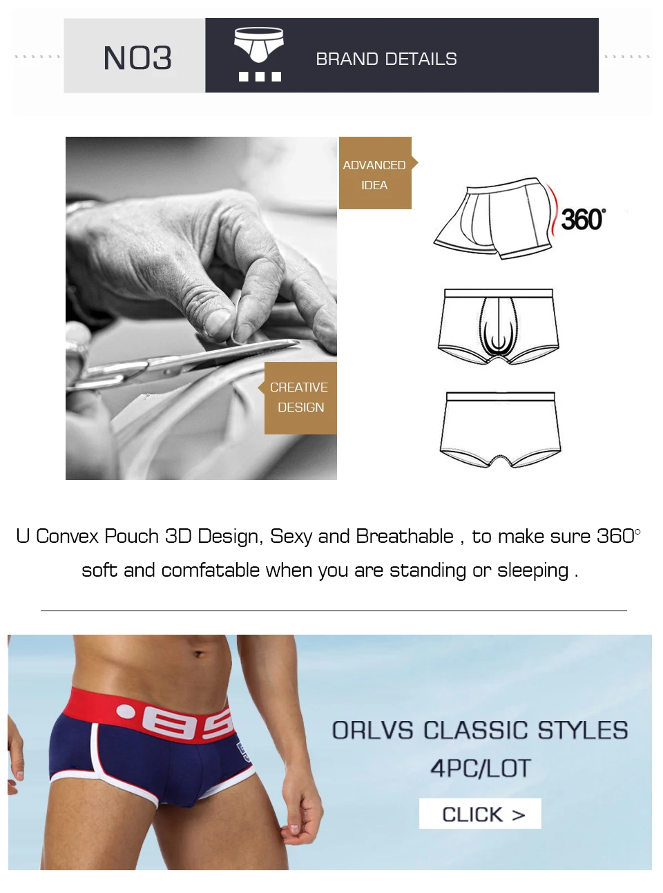 ORLVS, фирменное Мужское нижнее белье, боксеры, сексуальные, хлопок, Cueca, боксеры, мужские шорты, нижнее белье, мужские трусы для мальчиков