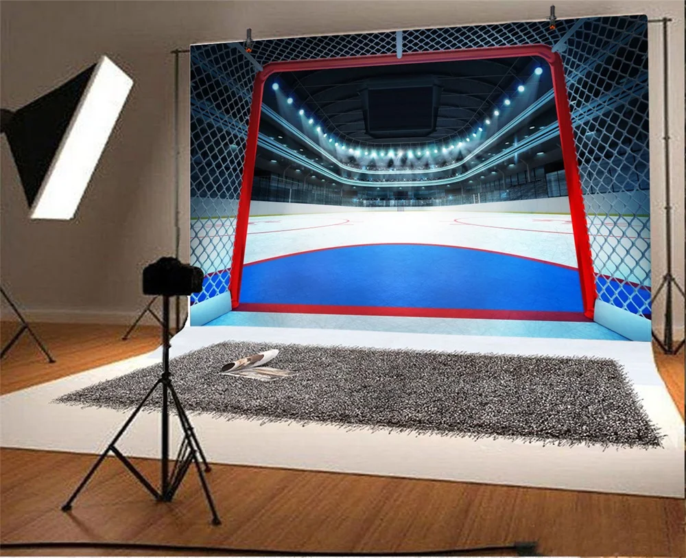 Laeacco Stadium Ice Hockey Game Fans Crowd Scene Photography Backgrounds Customized Photographic Backdrops For Photo Studio | Электроника